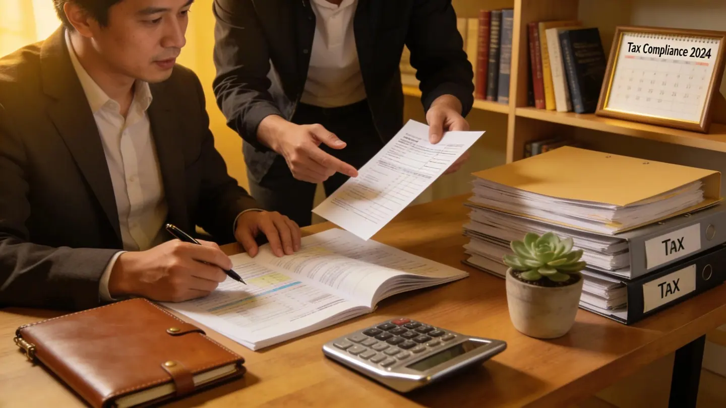 Expats consulting on tax compliance with a financial advisor