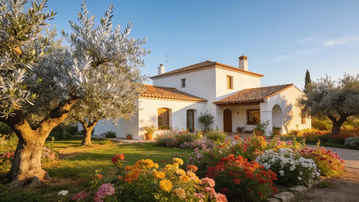 Vacker spansk villa omgiven av olivträd, en bild av fastighetsägande i Spanien för icke-bosatta